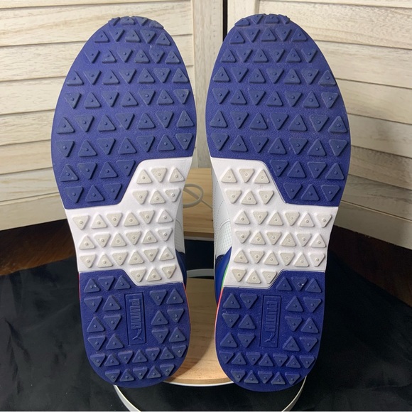 Puma R78 Futr Retro White and Peacoat Blue Wide Fit Sneaker Shoes Like New - Picture 12 of 14